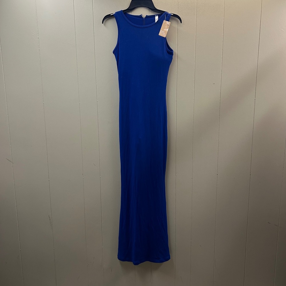 Sleeveless Ribbed Maxi Dress - Royal Blue - Picture 2 of 8